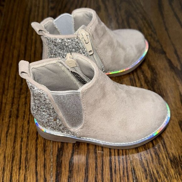Sparkly Tan Kids Ankle Boots 6 - Picture 5 of 7